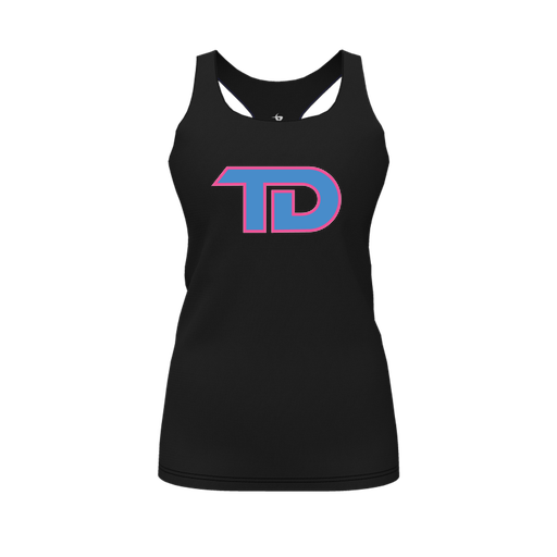 [FT0TRBBK-FYS-LOGO1] Decker Racerback Tank Top (Female Youth S, Black, Logo 1)