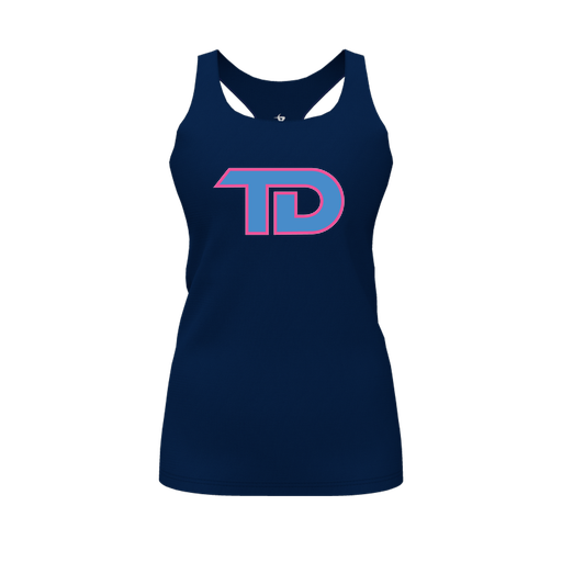 [FT0TRBNV-FYS-LOGO1] Decker Racerback Tank Top (Female Youth S, Navy, Logo 1)