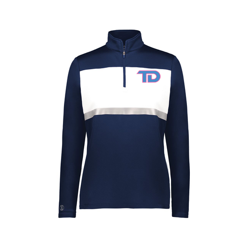 [222791.301.XS-LOGO1] Ladies Bold 1/4 Zip Pullover (Female Adult XS, Navy, Logo 1)